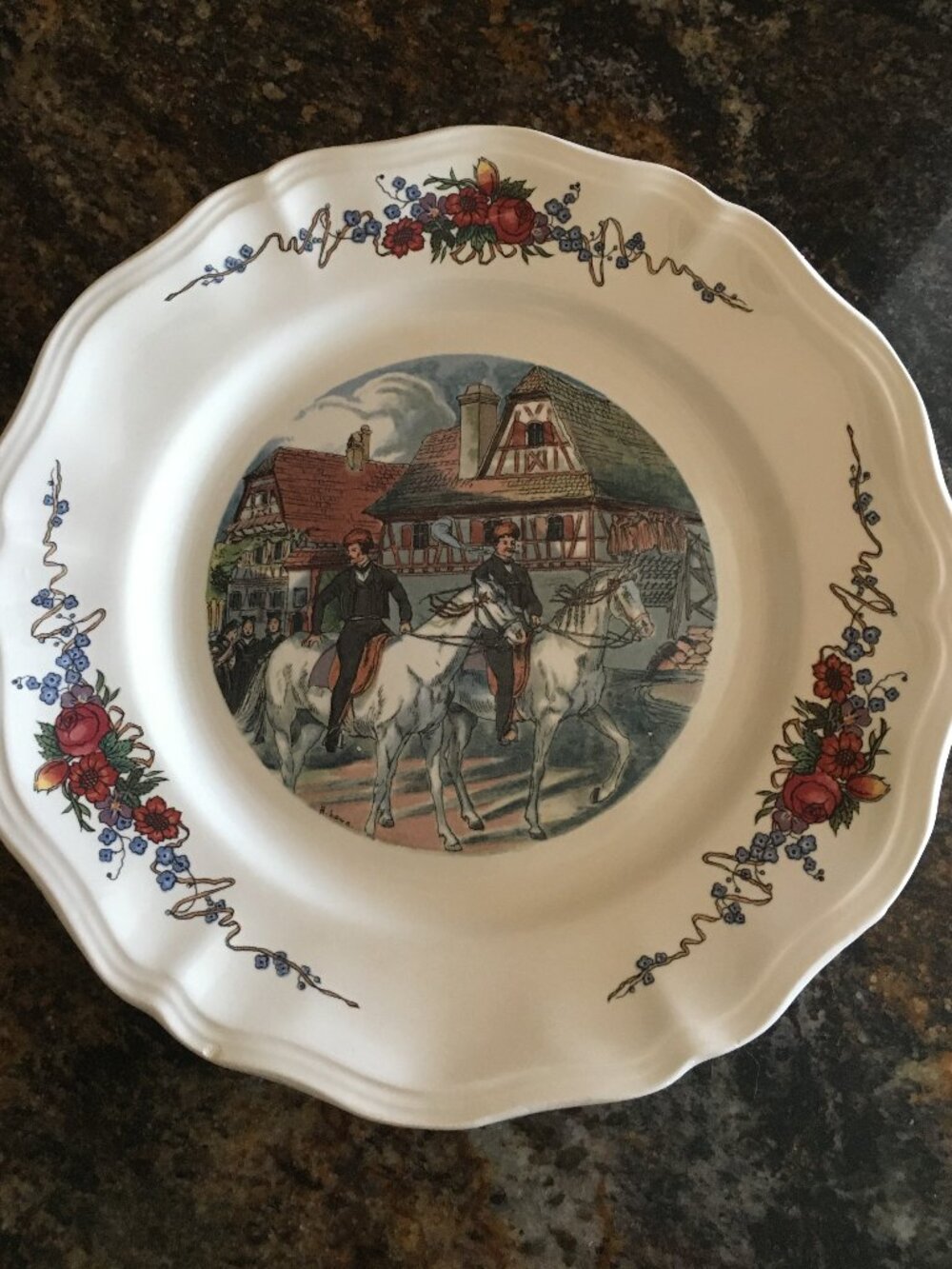 VTG Sarreguemines Obernai Henri Loux French Faience Full Grand Dinner Plate #2